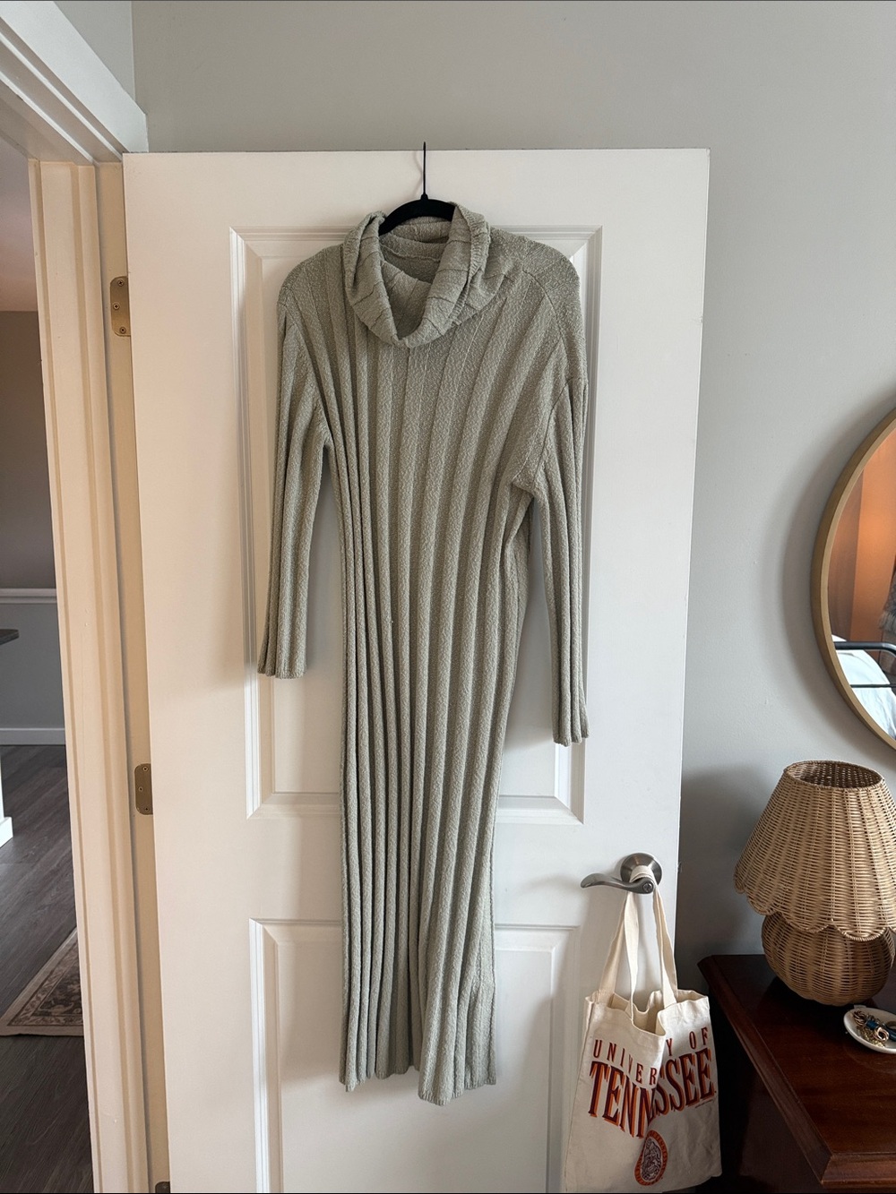 Free People beach Knit Turtleneck Maxi Dress - light grey/green
